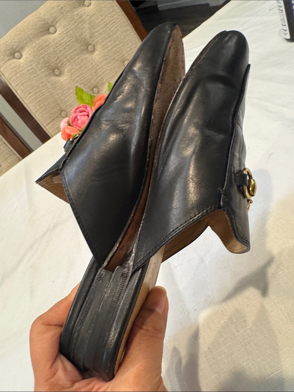 Authentic Gucci Black Leather Horsebit Slip-On Mules - Picture 6 of 11